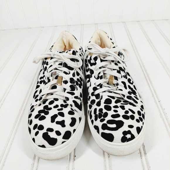 Topshop Women Black White Leopard Print Canvas Sneakers A990 - Picture 3 of 14